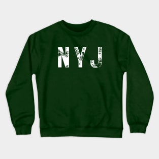 Ny Jets NYJ distressed white text Crewneck Sweatshirt